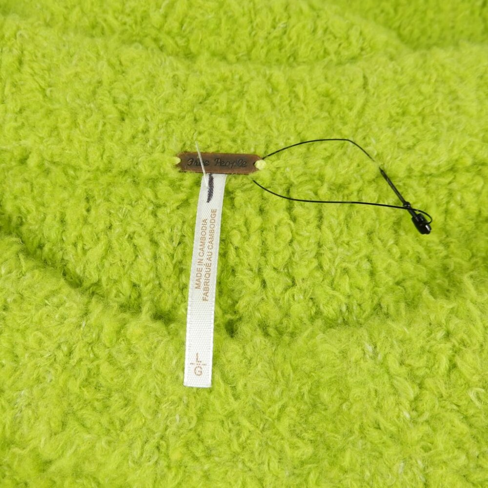FREE PEOPLE Teddy Sweater Tunic Size L Oversized Lime Green Wool Blend Fuzzy NEW - Picture 9 of 12